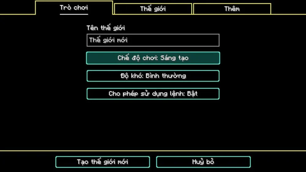 Chọn Game Mode Creative để trải nghiệm không giới hạn