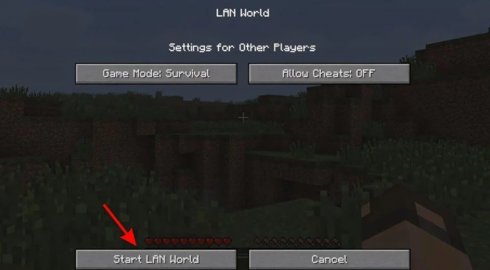 Chọn Start LAN World để phát địa chỉ IP và cổng