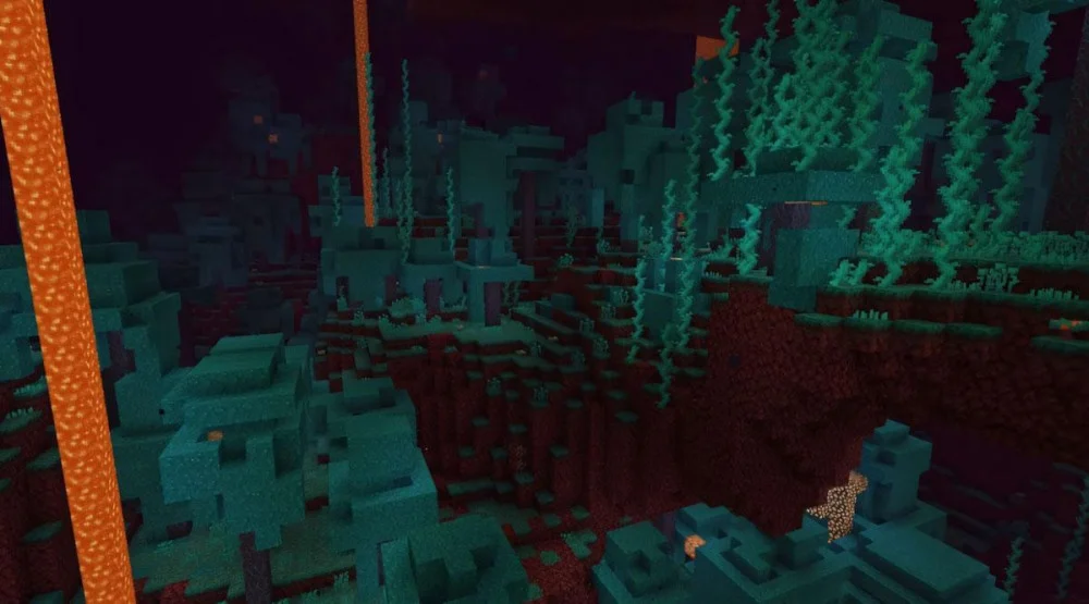 Ứng dụng gỗ xanh từ địa ngục trong Minecraft