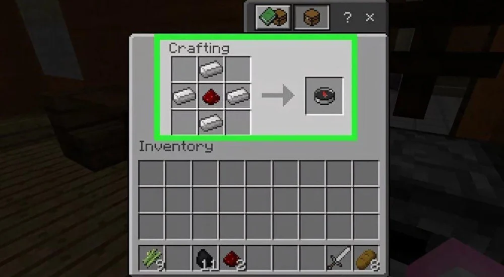 Cách chế tạo la bàn từ sắt và redstone Minecraft