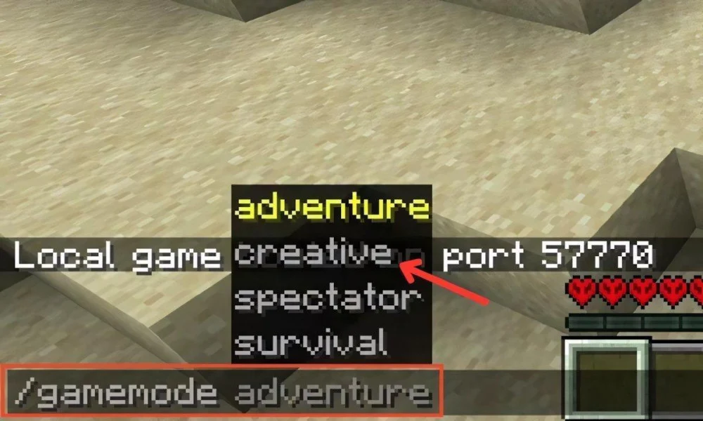 Nhập lệnh /gamemode để chuyển đổi chế độ chơi nhanh