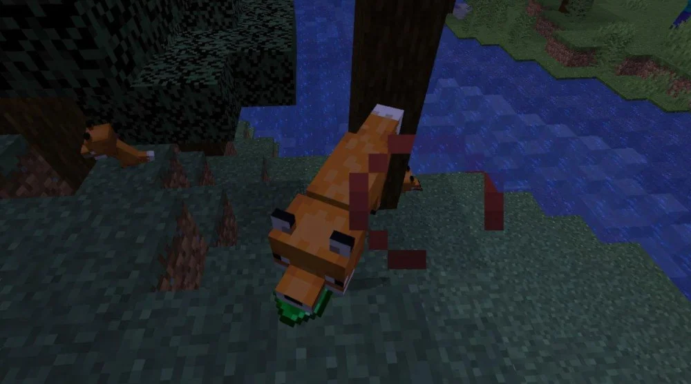 Hiệu ứng khi cáo ngậm vật phẩm và vũ khí Minecraft