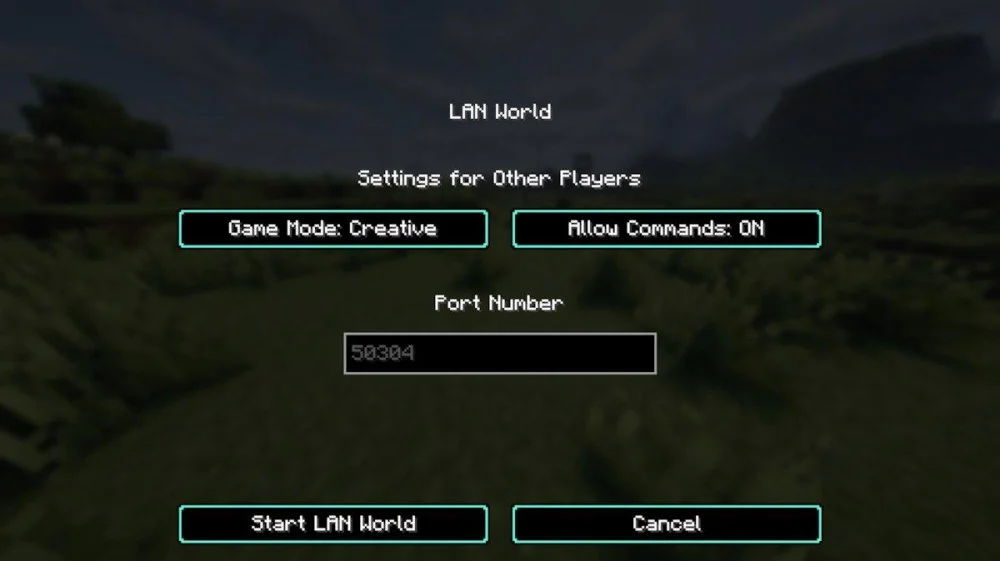 Kích hoạt Allow Cheats qua Open to LAN để dùng lệnh