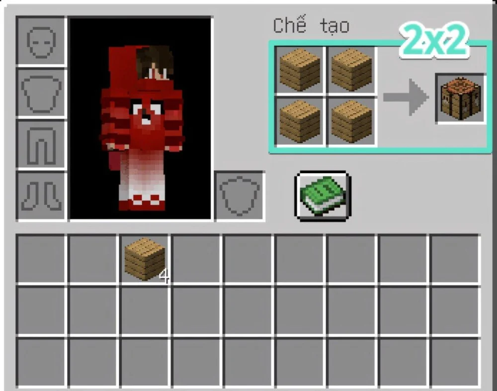 Cách đặt ván gỗ vào khung chế tạo Minecraft