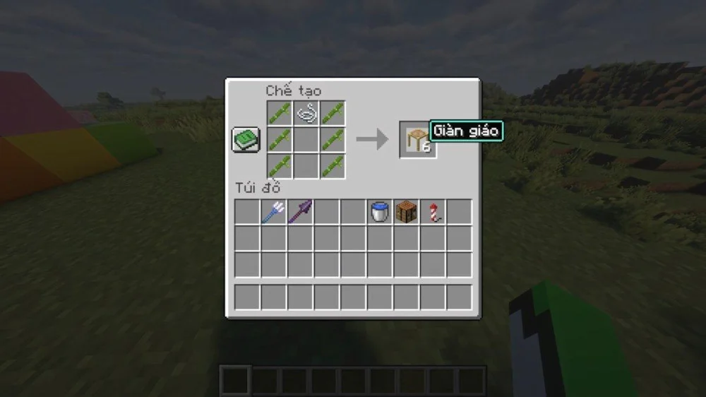 Công thức sắp xếp tre và chỉ làm giàn giáo Minecraft