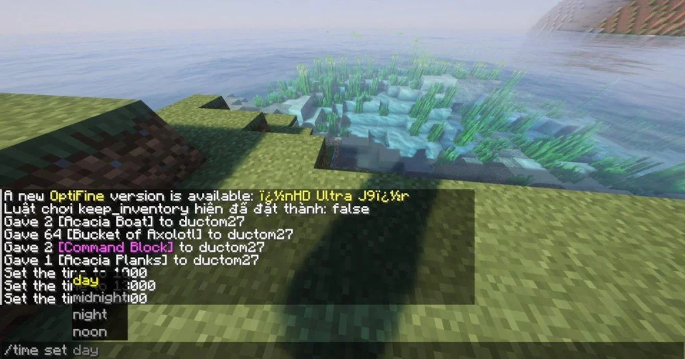 Cách chỉnh thời gian sáng ban ngày tại Minecraft