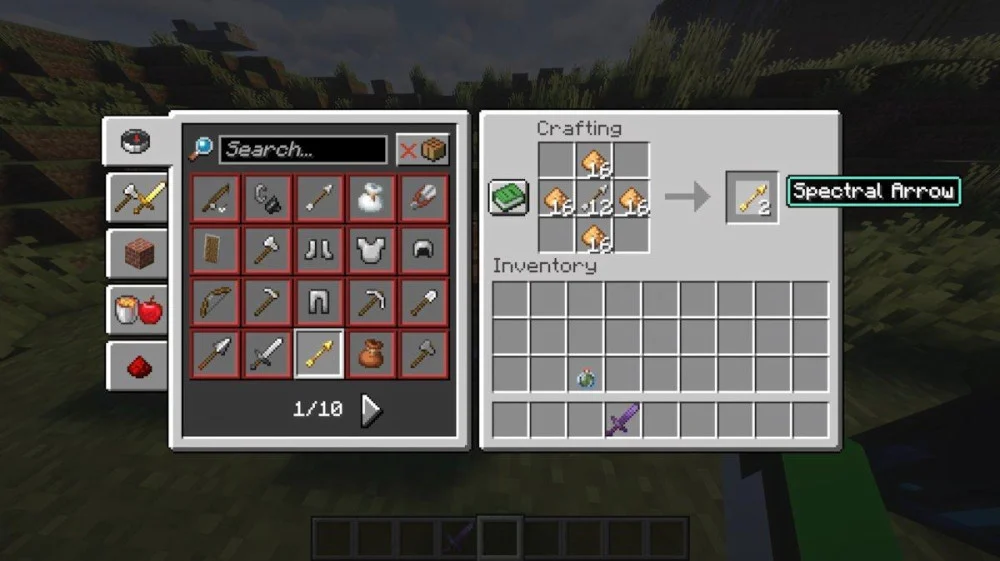 Tính năng và cách dùng mũi tên quang phổ Minecraft