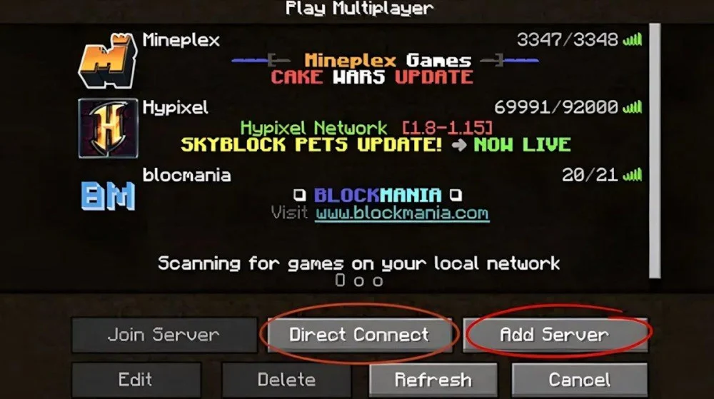 Chọn Add Server lưu thông tin hoặc Direct Connection