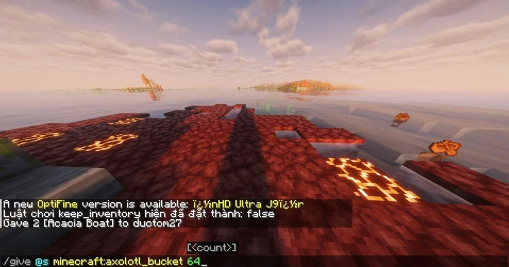 Cú pháp lệnh give nhận vật phẩm Minecraft