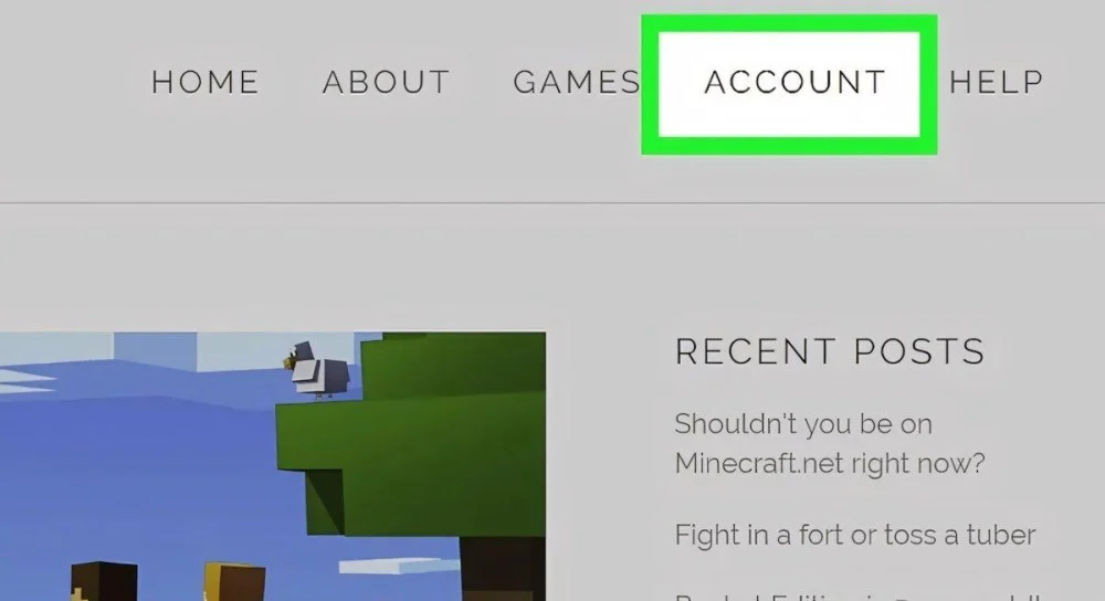 Nhấp vào mục ACCOUNT ở góc trên bên phải màn hình