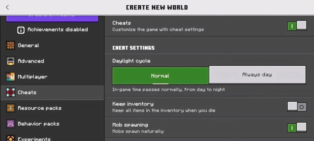 Bật Activate Cheats và Show Coordinates sử dụng lệnh