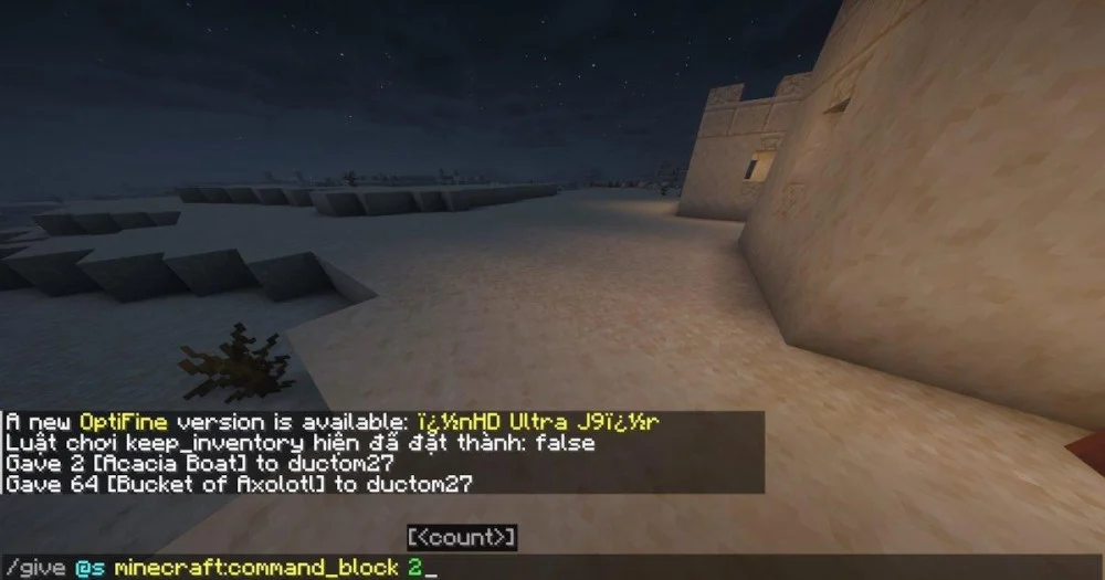 Những vật phẩm ẩn Minecraft bằng lệnh give