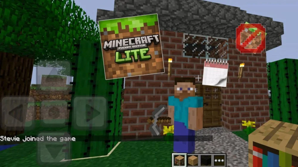 Trải nghiệm Minecraft PE Lite trên Android năm 2011 qua lối chơi D-pad cổ điển.