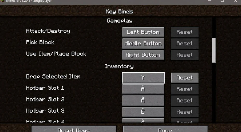 Thay đổi tổ hợp phím tắt Minecraft theo nhu cầu
