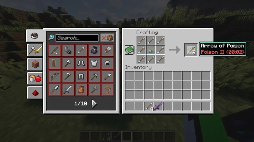 Cách chế tạo mũi tên tẩm thuốc đặc biệt Minecraft