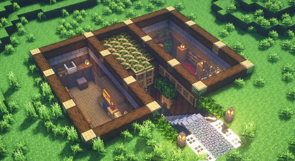 Xây căn cứ ngầm phòng thủ quái vật Minecraft