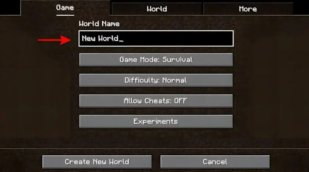 Chọn Single Player, nhấn Create New World