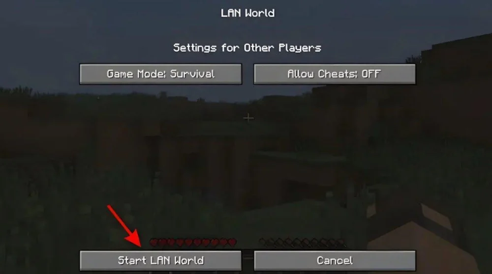 Chọn Start LAN World tạo server mạng nội bộ