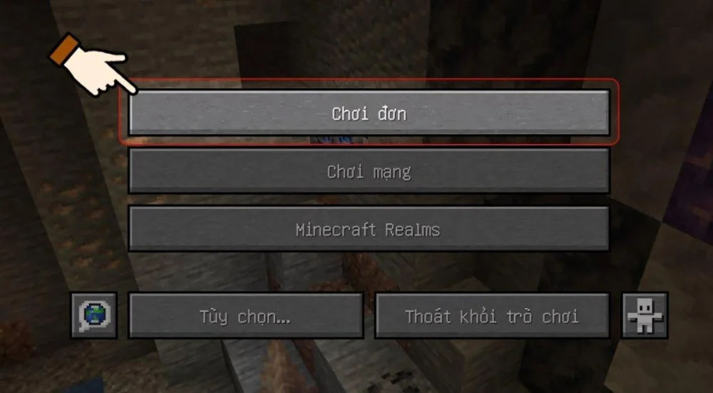 Mở Minecraft trên rồi ấn chọn Singleplayer