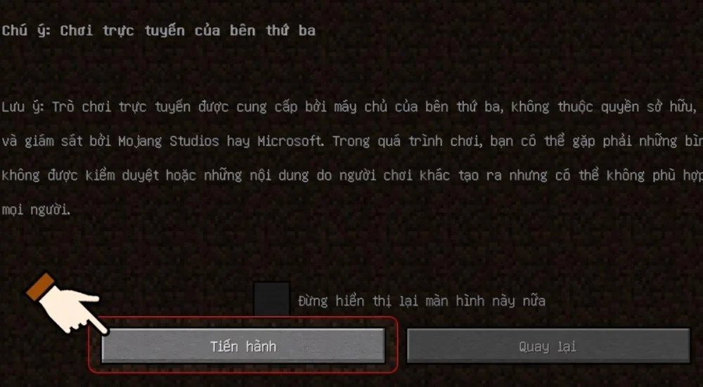 Nhấn Proceed ở góc dưới bên trái để xác nhận thông báo