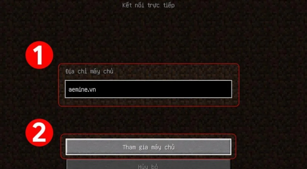 Nhập địa chỉ IP máy chủ rồi ấn chọn Join Server