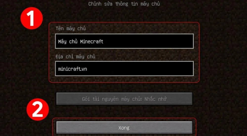 Chọn Add Server, điền tên, địa chỉ IP rồi bấm Done